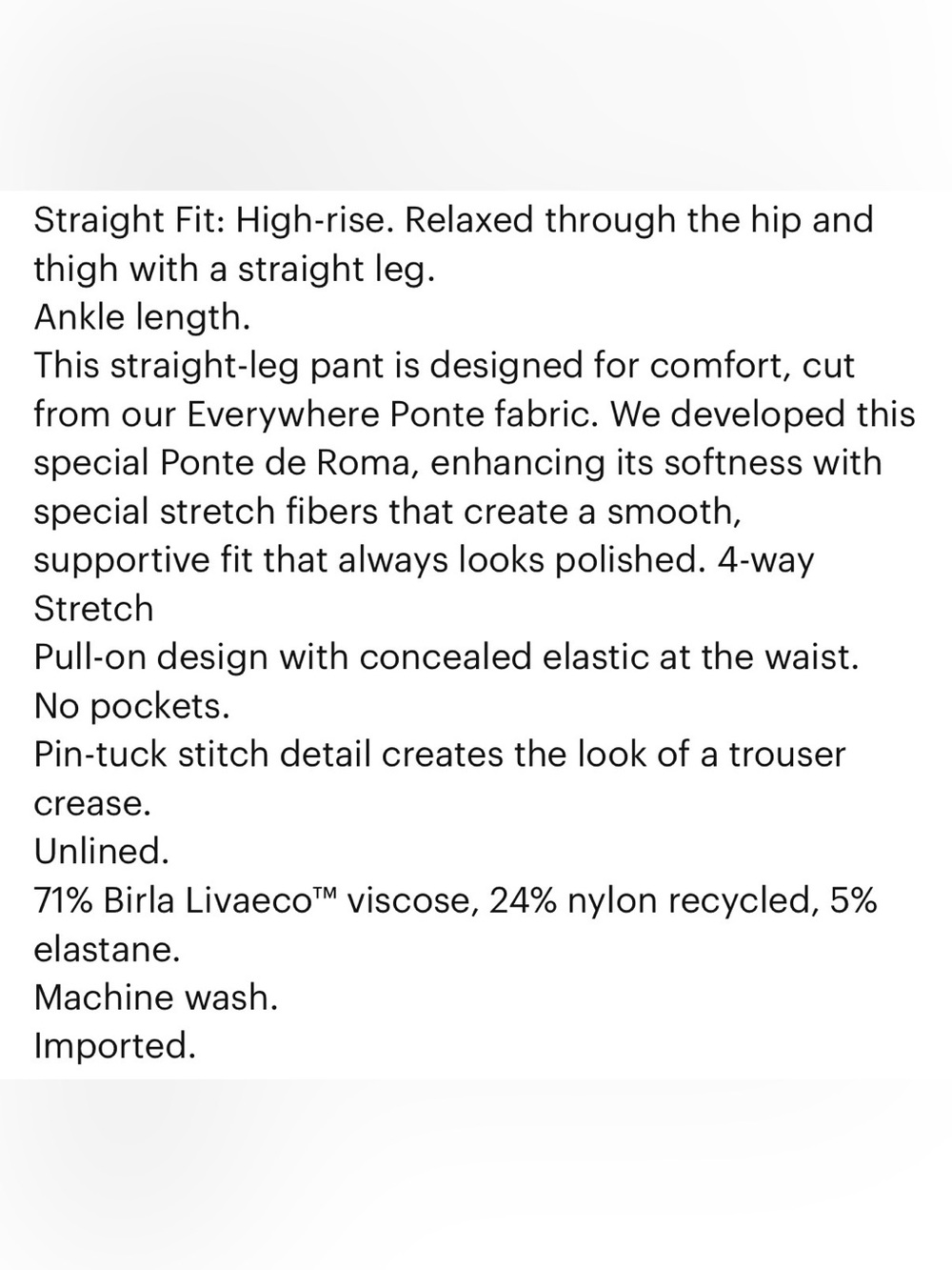 Banana Republic Everywhere Ponte High Rise Straight   Black. Extra Small - Picture 5 of 8